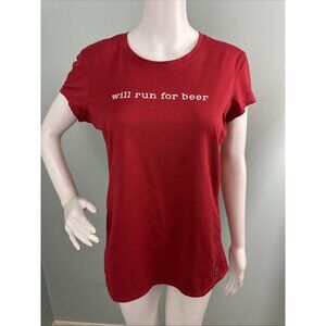 ALO Women's Red Performance Will Run For Beer Coolfit My Mottoz Shirt Sz XL